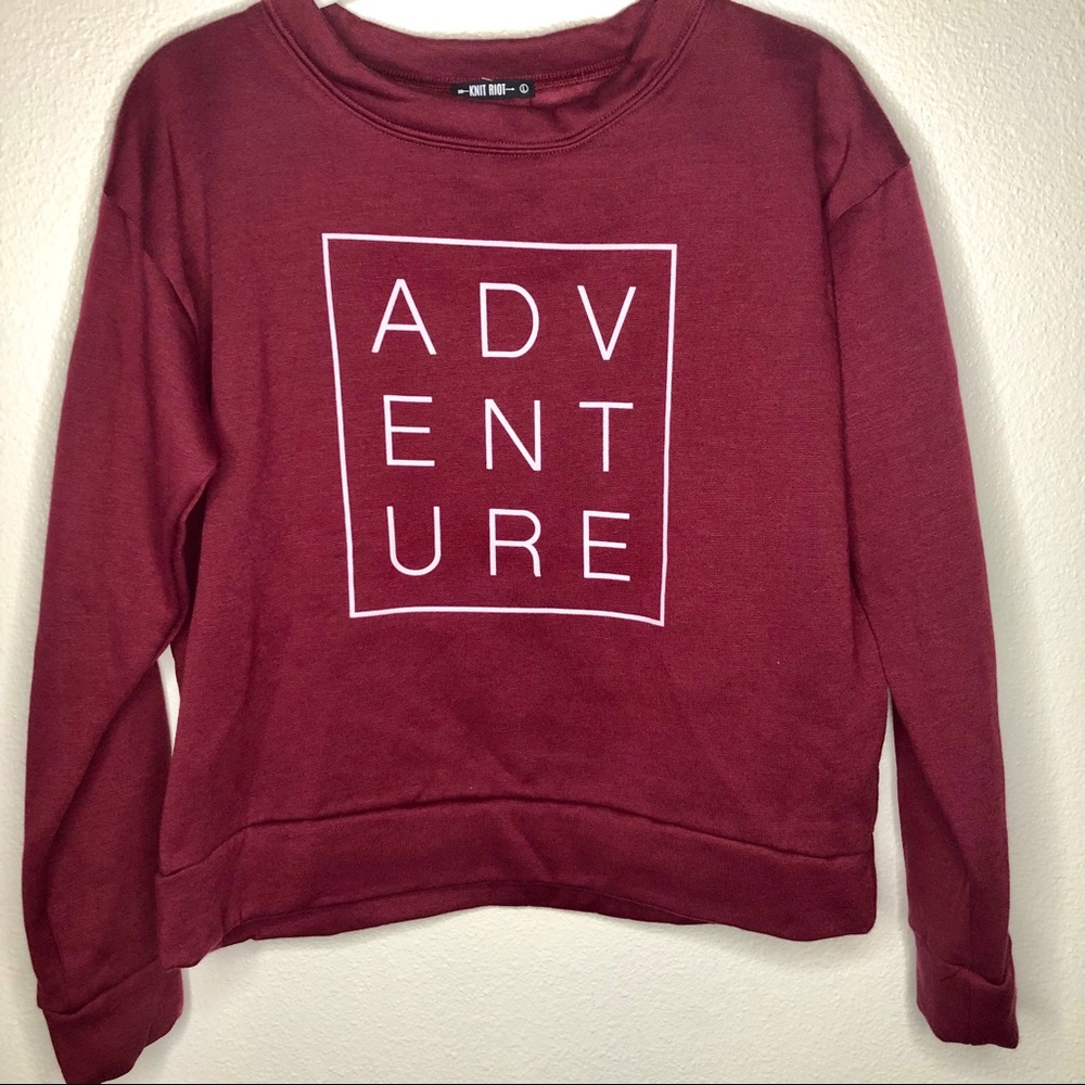 Knit Riot graphic sweatshirt size Large adventure